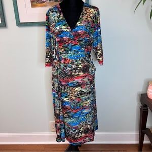 Kiyonna Size 1X multicolored wrap dress